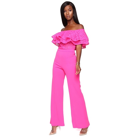 Fashion Nova NWT Layers To This Lady Wide Leg Jumpsuit - Barbie Hot Pink XS - Picture 5 of 8